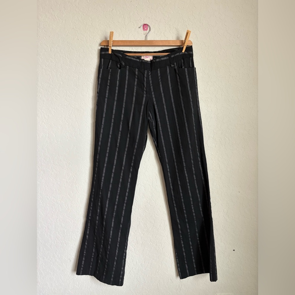 Candie’s Black/white Pinstripe Flare Pants womens 11 Y2K grunge 90’s